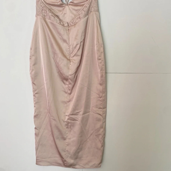 HOUSE OF CB 'Georgia' Crystal Satin and Lace Midi Dress cutout Size M NWOT - Picture 15 of 16